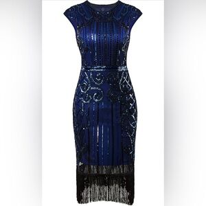 Gatsby Glam ✨ 1920s Inspired Sequin Embellished Fringe Long Flapper Dress